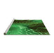 Square Machine Washable Transitional Dark Forest Green Rug, wshpat298grn