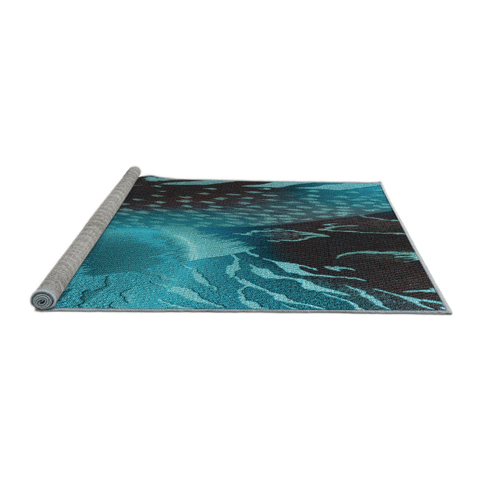 Sideview of Machine Washable Transitional Dark Turquoise Green Rug, wshpat298lblu