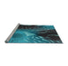 Sideview of Machine Washable Transitional Dark Turquoise Green Rug, wshpat298lblu