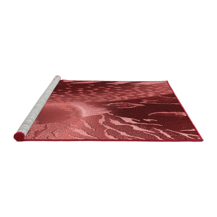 Sideview of Machine Washable Transitional Cranberry Red Rug, wshpat298rd