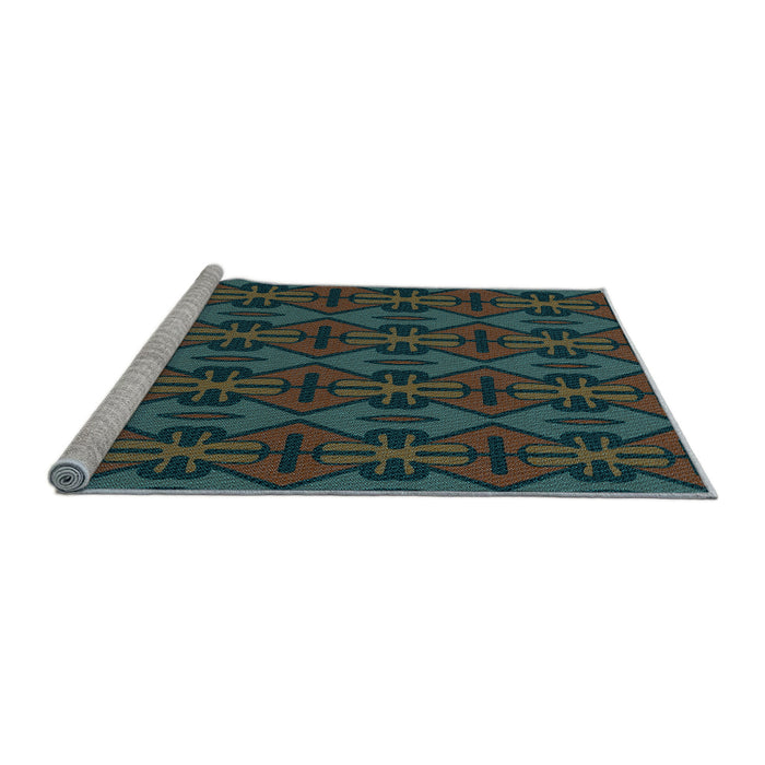 Sideview of Machine Washable Transitional Dark Coffee Brown Rug, wshpat2980lblu