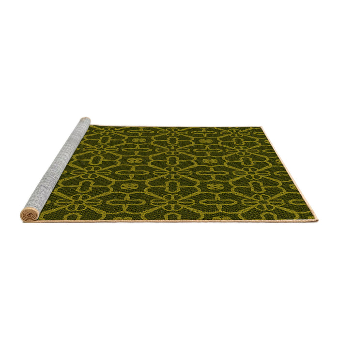 Sideview of Machine Washable Transitional Dark Yellow Green Rug, wshpat2982yw