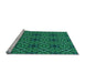 Sideview of Machine Washable Transitional Spring Green Rug, wshpat2983lblu