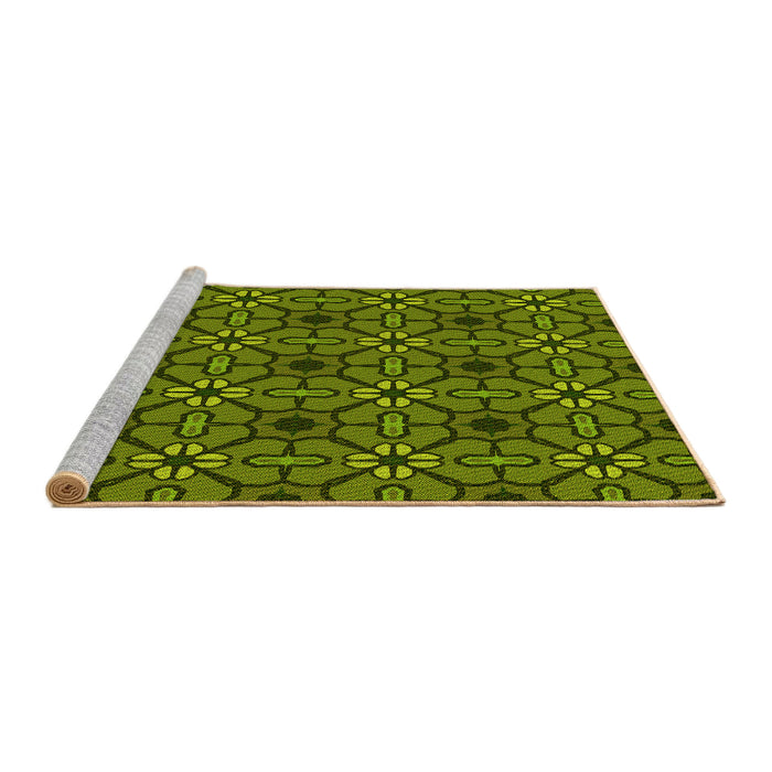 Sideview of Machine Washable Transitional Pistachio Green Rug, wshpat2983yw