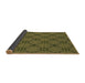 Thickness of Patterned Dark Yellow Green Rug, pat2984brn