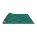 Thickness of Patterned Dark Turquoise Green Rug, pat2984lblu