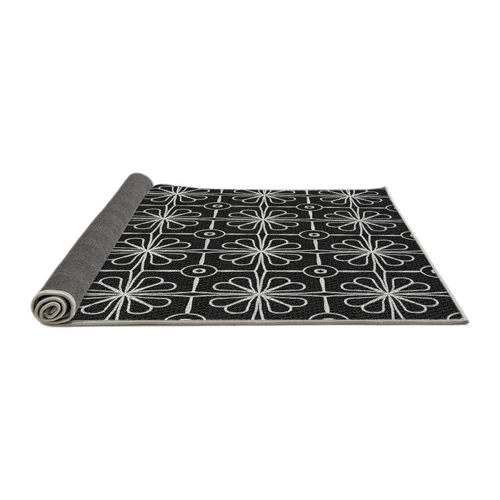 Thickness of Patterned Black Rug, pat2985gry