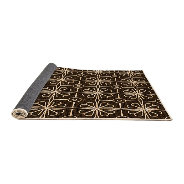 Thickness of Patterned Black Brown Rug, pat2985org