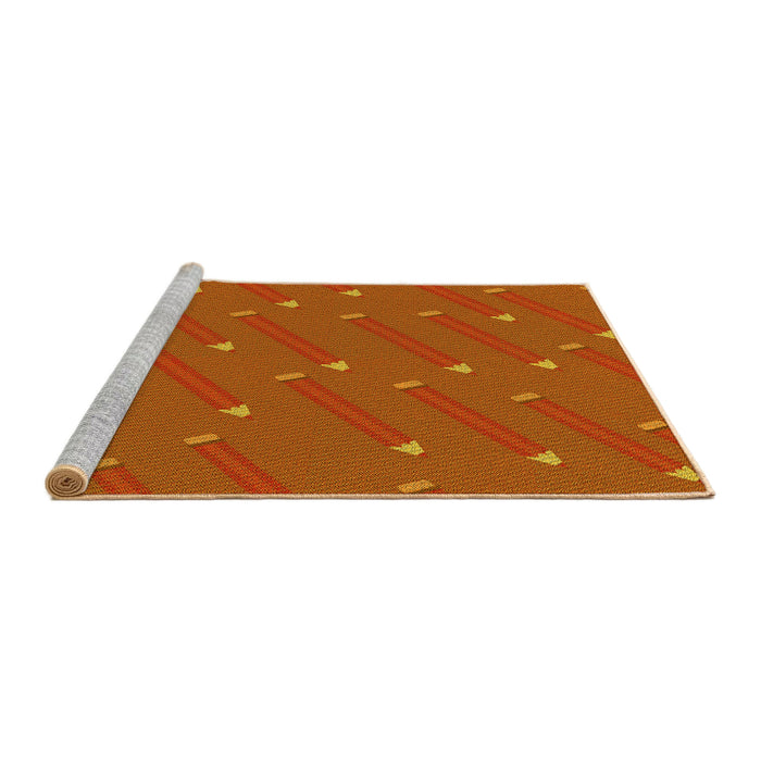 Sideview of Machine Washable Transitional Neon Orange Rug, wshpat2987yw