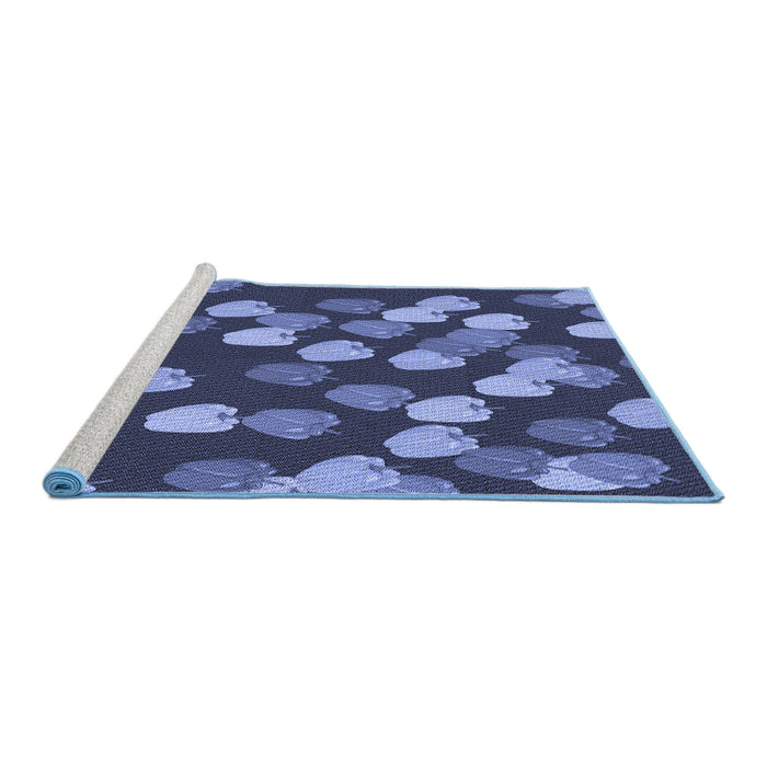 Sideview of Machine Washable Transitional Blue Rug, wshpat2988blu