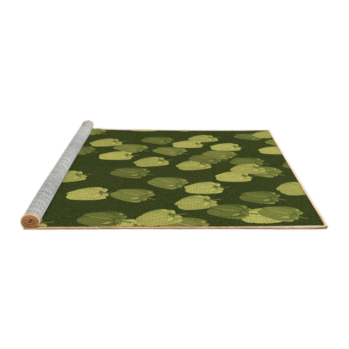 Sideview of Machine Washable Transitional Pistachio Green Rug, wshpat2988brn