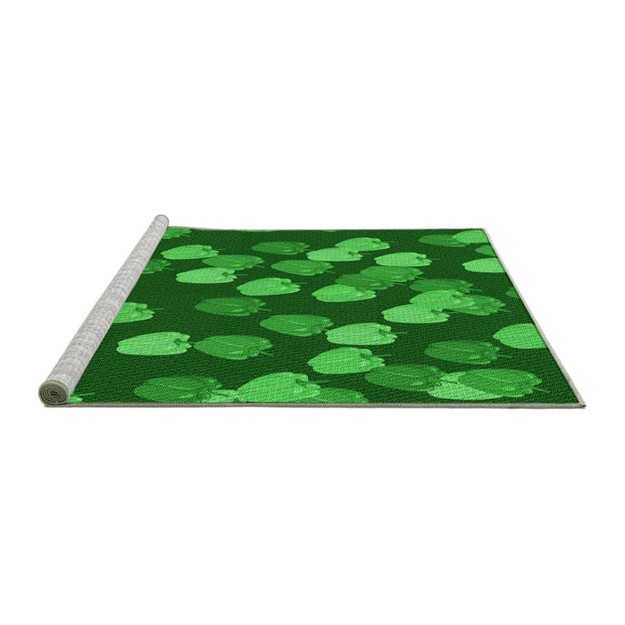 Sideview of Machine Washable Transitional Dark Green Rug, wshpat2988grn