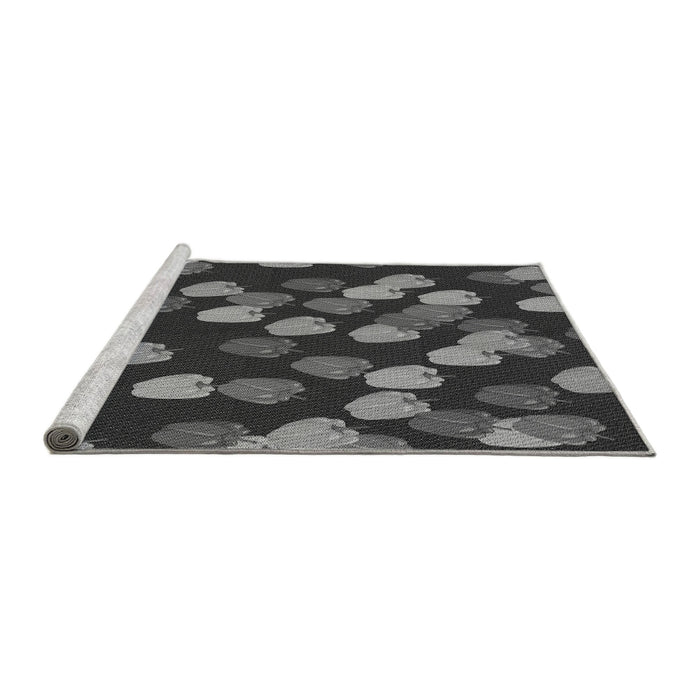 Sideview of Machine Washable Transitional Charcoal Black Rug, wshpat2988gry