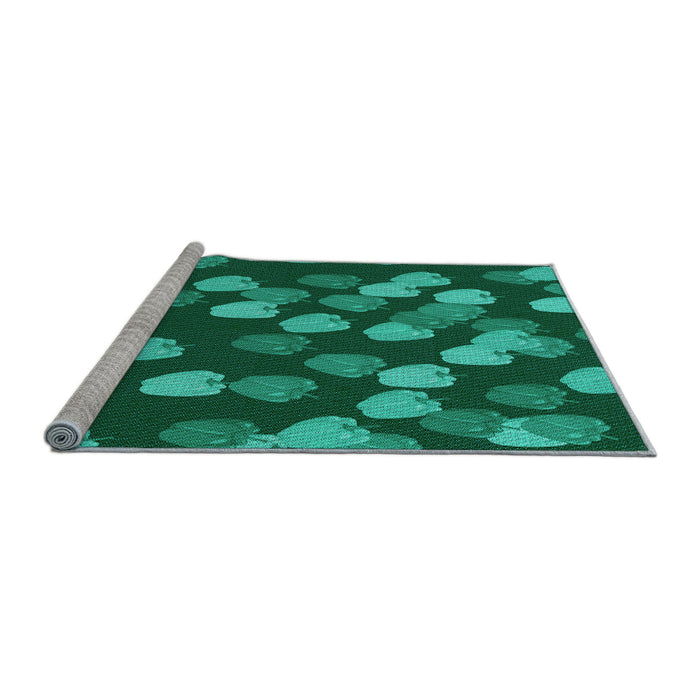 Sideview of Machine Washable Transitional Deep Emerald Green Rug, wshpat2988lblu