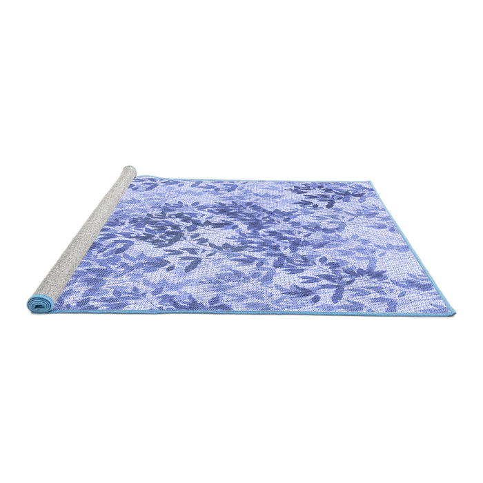 Sideview of Machine Washable Transitional Blue Rug, wshpat2989blu