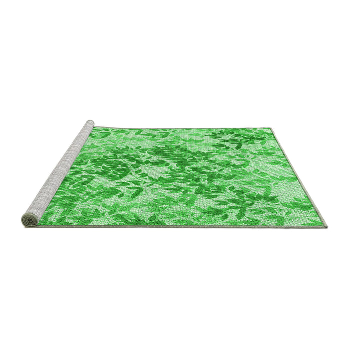 Sideview of Machine Washable Transitional Green Rug, wshpat2989grn