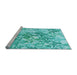 Sideview of Machine Washable Transitional Turquoise Green Rug, wshpat2989lblu