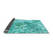 Thickness of Patterned Turquoise Green Rug, pat2989lblu