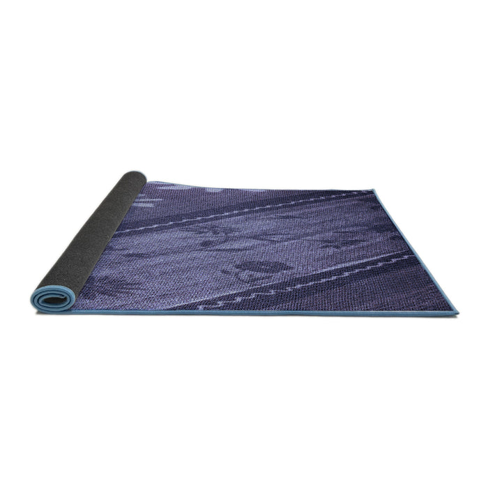 Thickness of Patterned Purple Rug, pat299blu