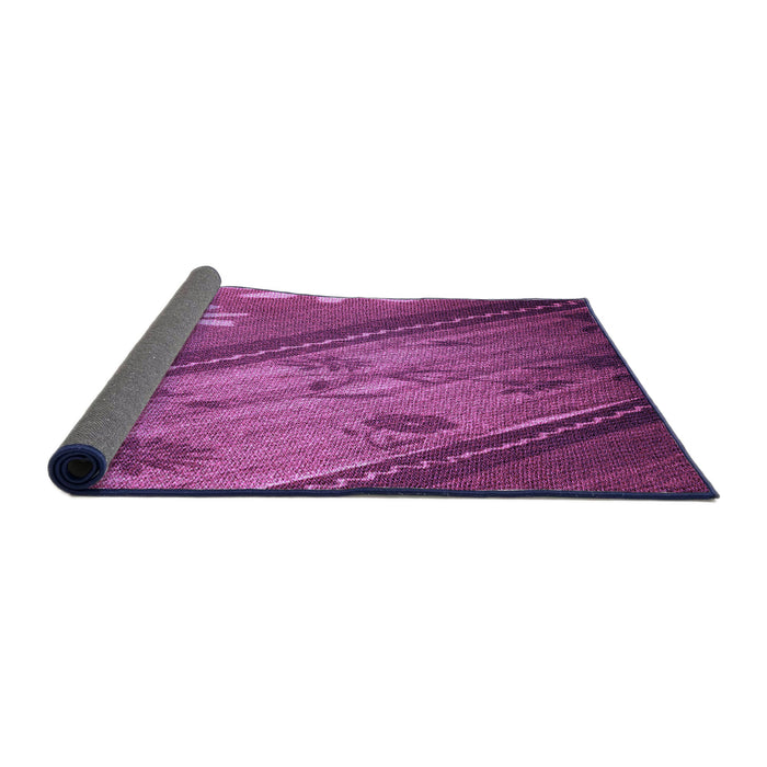 Thickness of Patterned Medium Violet Red Pink Rug, pat299pur