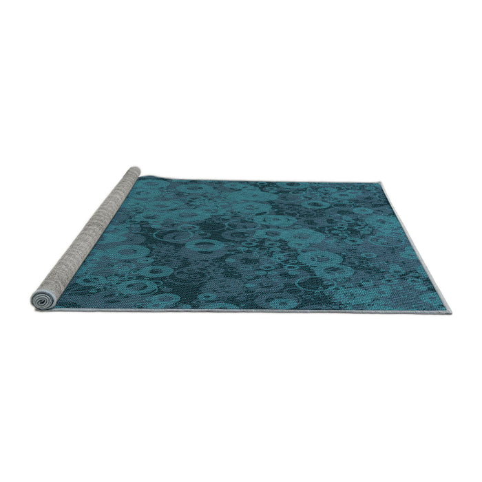 Sideview of Machine Washable Transitional Dark Turquoise Green Rug, wshpat2990lblu