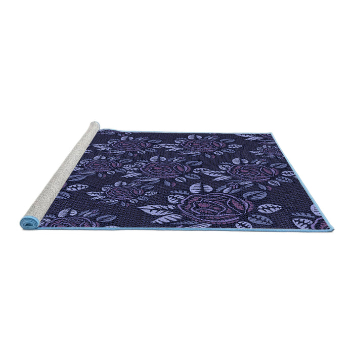 Sideview of Machine Washable Transitional Night Blue Rug, wshpat2991blu