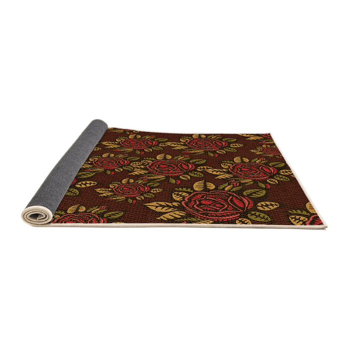 Thickness of Patterned Mahogany Brown Rug, pat2991org