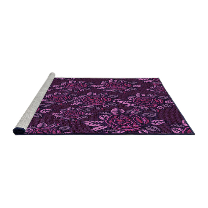 Sideview of Machine Washable Transitional Purple Lily Purple Rug, wshpat2991pur