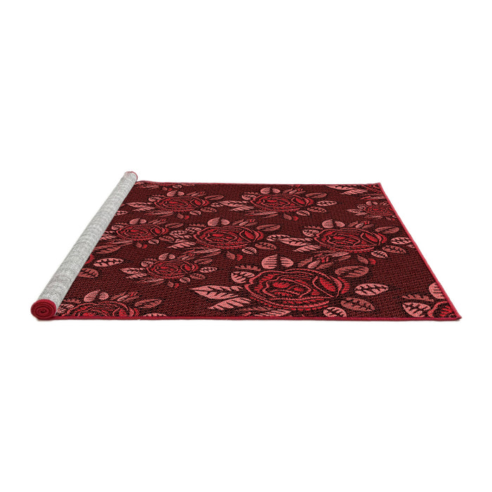 Sideview of Machine Washable Transitional Maroon Red Rug, wshpat2991rd