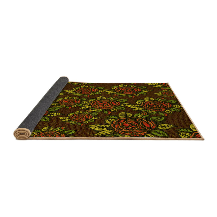 Thickness of Patterned Dark Yellow Green Rug, pat2991yw