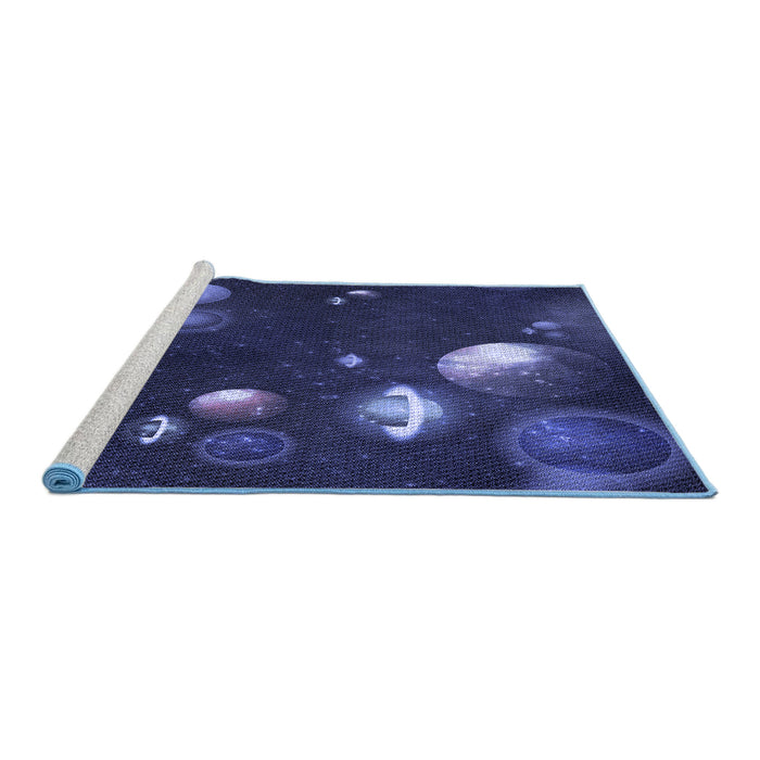 Sideview of Machine Washable Transitional Night Blue Rug, wshpat2992blu
