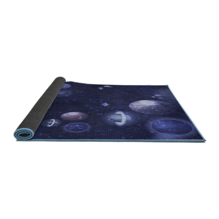 Thickness of Patterned Night Blue Rug, pat2992blu