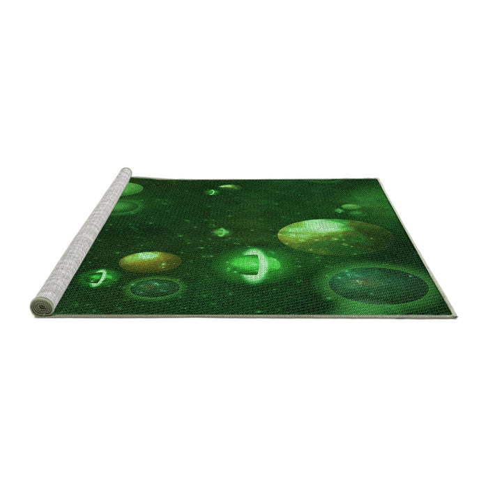 Sideview of Machine Washable Transitional Green Rug, wshpat2992grn