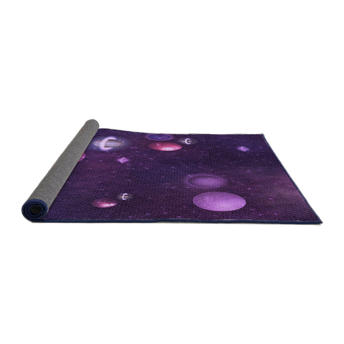 Thickness of Patterned Dark Purple Rug, pat2992pur