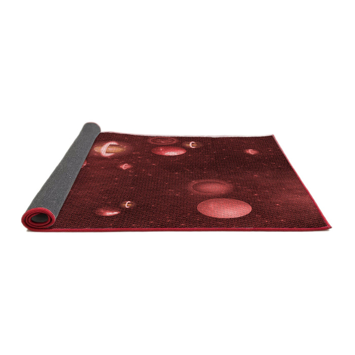 Thickness of Patterned Maroon Red Rug, pat2992rd
