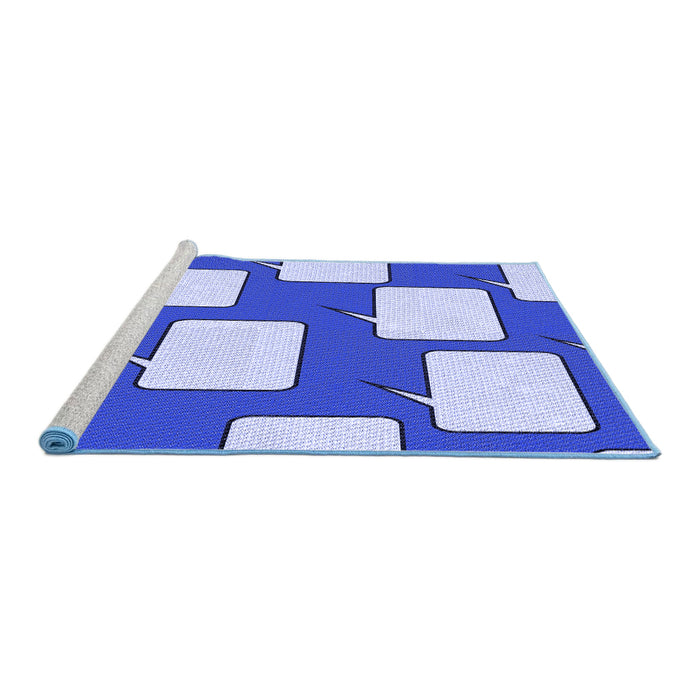 Sideview of Machine Washable Transitional Blue Orchid Blue Rug, wshpat2993blu