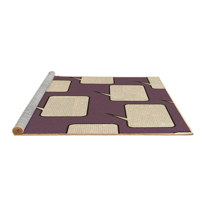 Sideview of Machine Washable Transitional Velvet Maroon Purple Rug, wshpat2993brn