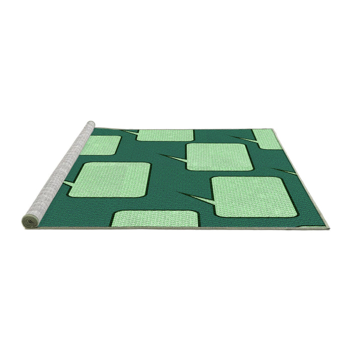 Sideview of Machine Washable Transitional Light Green Rug, wshpat2993grn