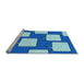 Sideview of Machine Washable Transitional Blue Rug, wshpat2993lblu