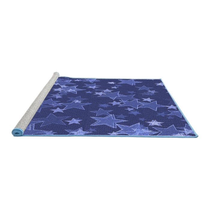 Sideview of Machine Washable Transitional Denim Dark Blue Rug, wshpat2994blu