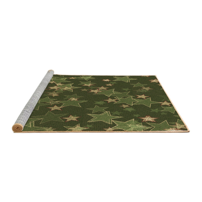 Sideview of Machine Washable Transitional Dark Forest Green Rug, wshpat2994brn