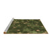 Sideview of Machine Washable Transitional Dark Forest Green Rug, wshpat2994brn