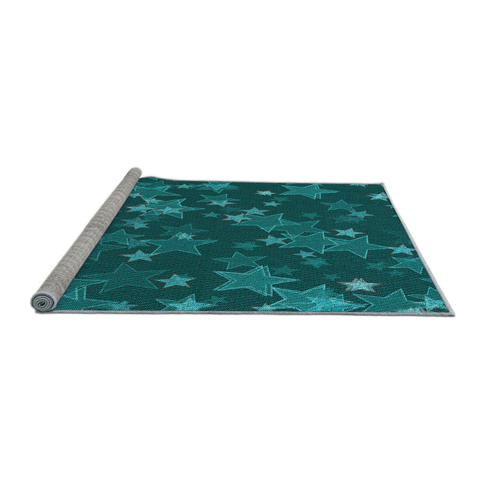 Sideview of Machine Washable Transitional Dark Turquoise Green Rug, wshpat2994lblu