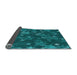 Thickness of Patterned Dark Turquoise Green Rug, pat2994lblu