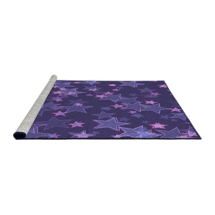 Sideview of Machine Washable Transitional Medium Slate Blue Rug, wshpat2994pur