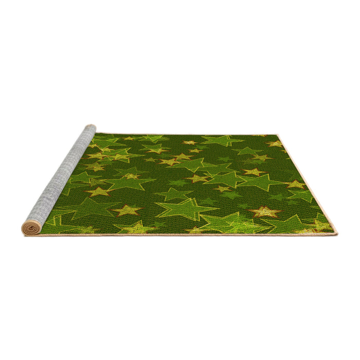 Sideview of Machine Washable Transitional Dark Forest Green Rug, wshpat2994yw