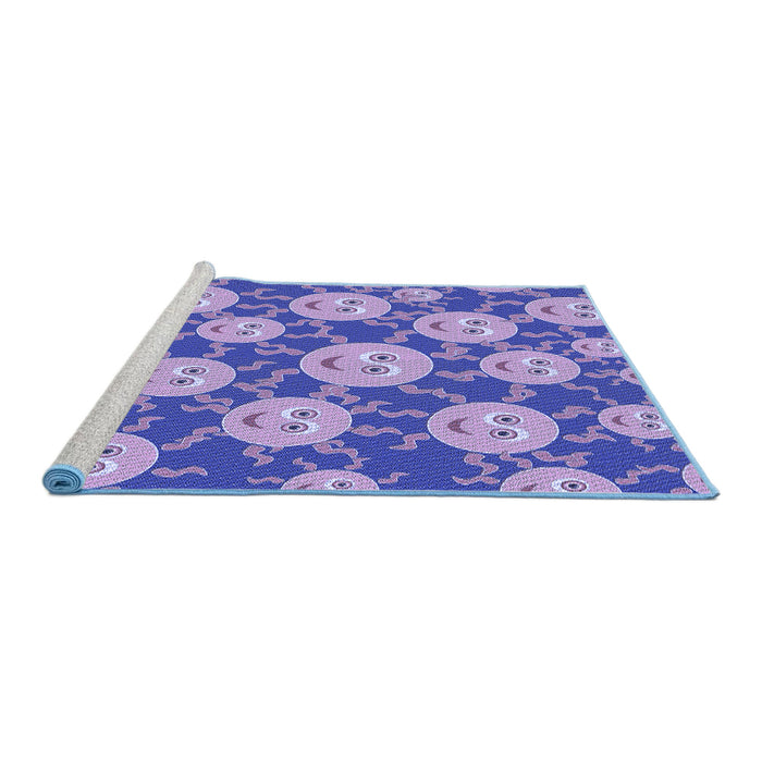 Sideview of Machine Washable Transitional Purple Mimosa Purple Rug, wshpat2995blu