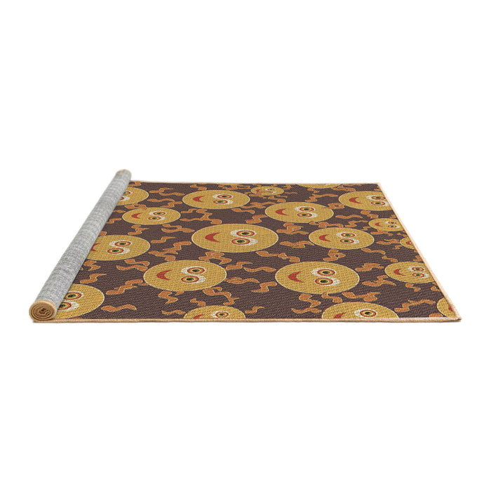 Sideview of Machine Washable Transitional Yellow Rug, wshpat2995brn