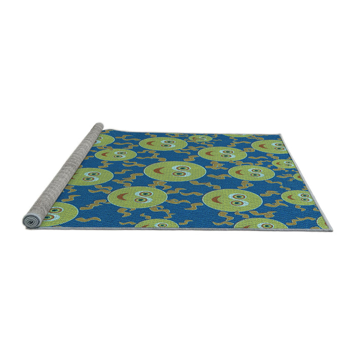 Sideview of Machine Washable Transitional Pastel Green Rug, wshpat2995lblu