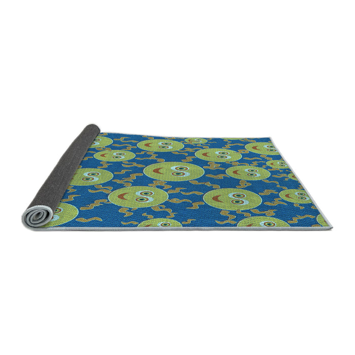 Thickness of Patterned Pastel Green Rug, pat2995lblu
